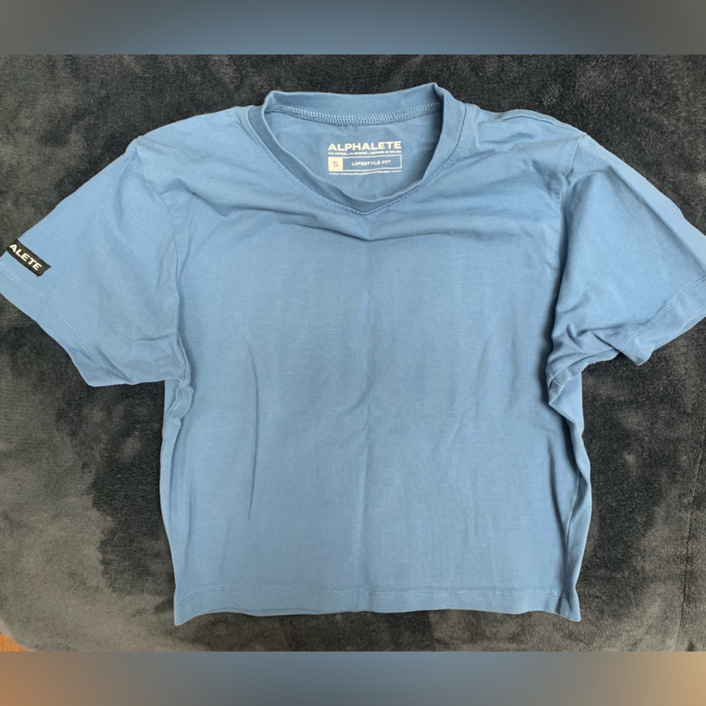 Alphalete Blue Essential Short Sleeve Crop